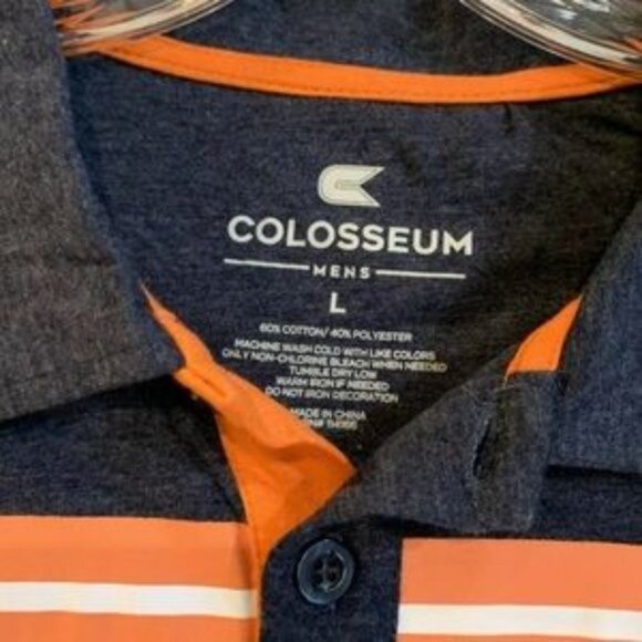 New Auburn Tigers AU Polo Golf Shirt Coaches Striped Size L NCAA Colosseum - Picture 3 of 8